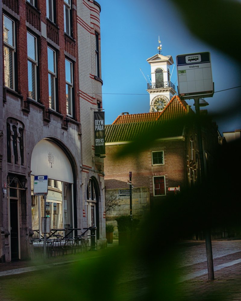 A church tower in a Dutch town